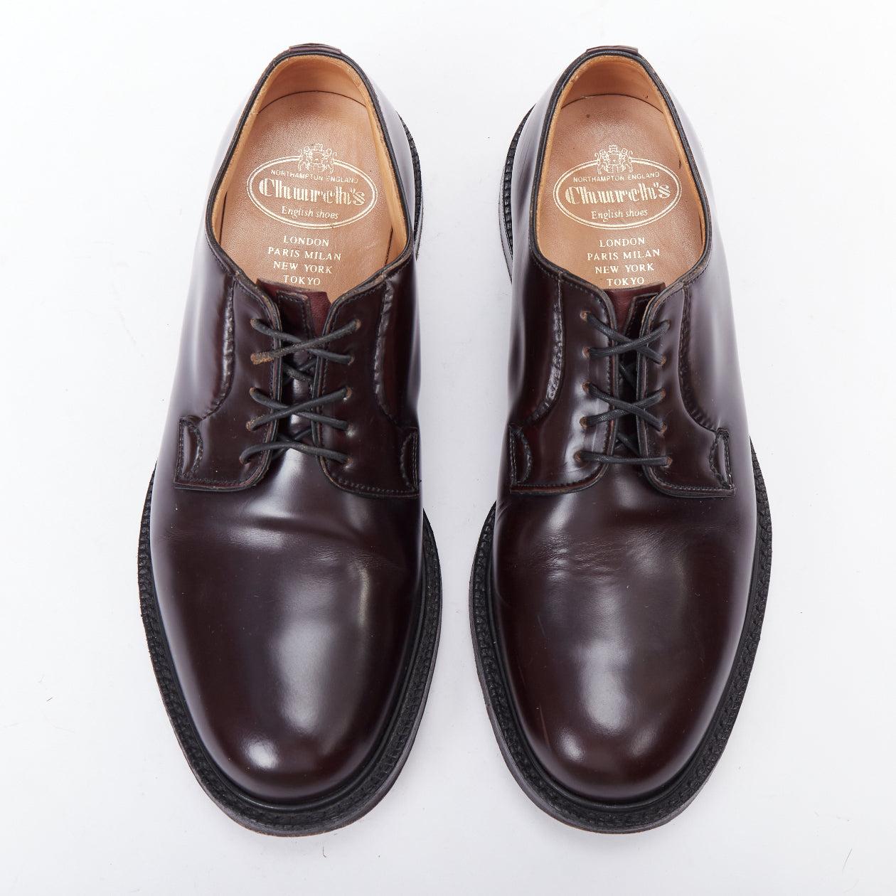 Gray CHURCH'S Shannon burgundy smooth leather lace up classic loafers UK6 EU40 For Sale