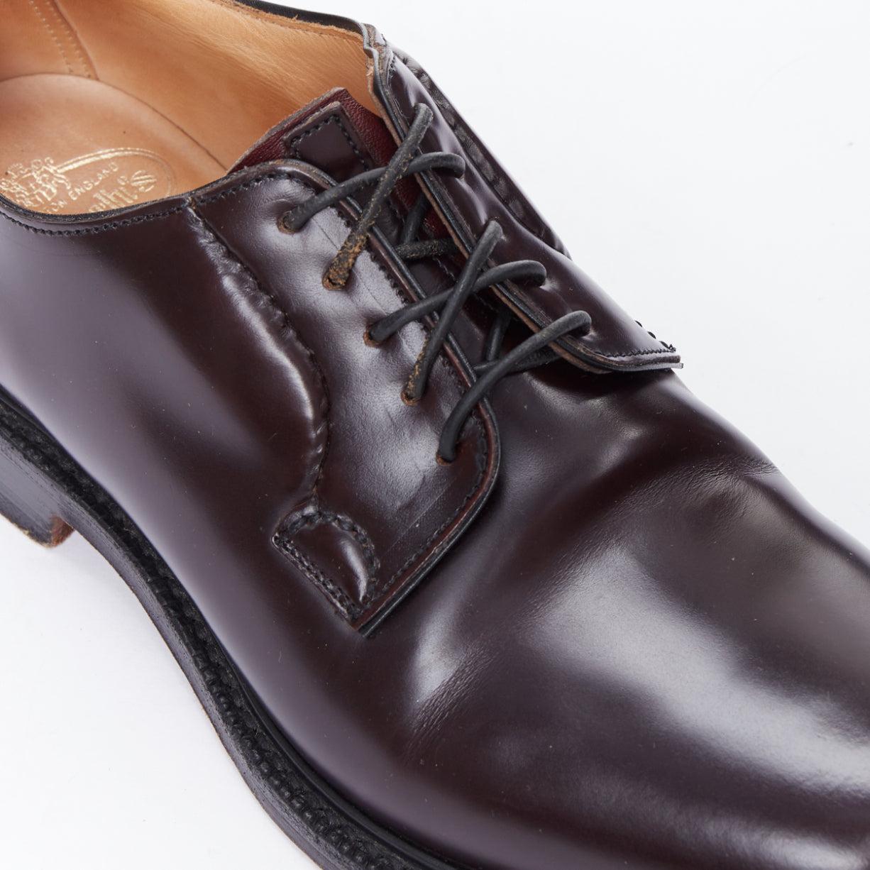 CHURCH'S Shannon burgundy smooth leather lace up classic loafers UK6 EU40 For Sale 2