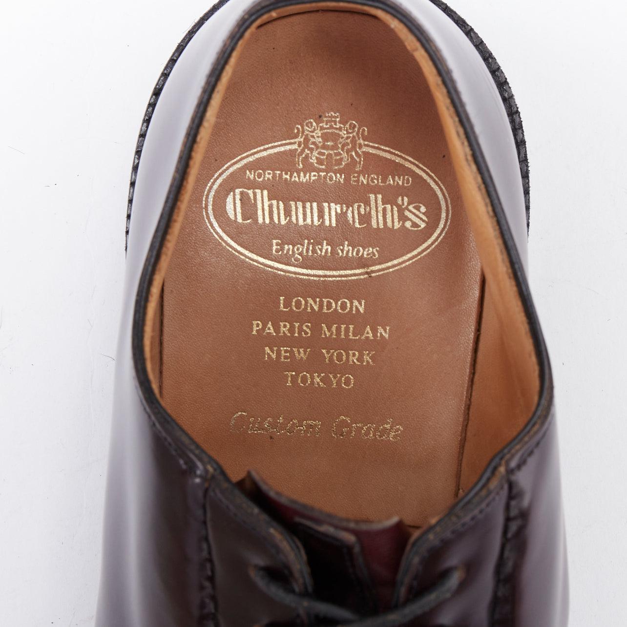 CHURCH'S Shannon burgundy smooth leather lace up classic loafers UK6 EU40 For Sale 4