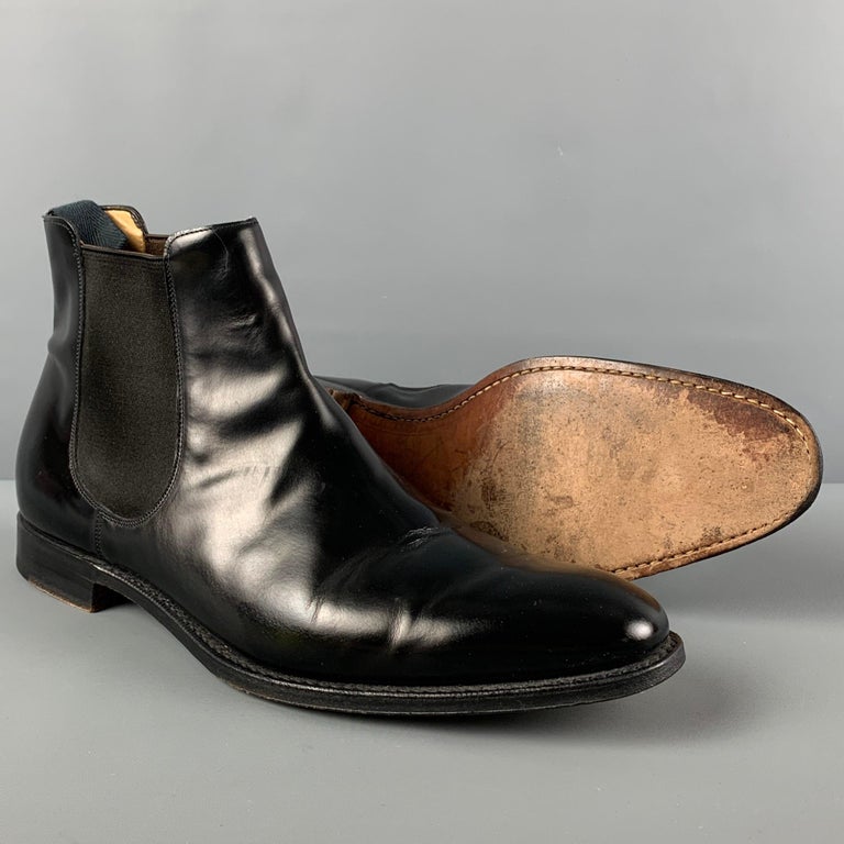 CHURCH'S Size 12 Black Leather Pull On Boots For Sale at 1stDibs