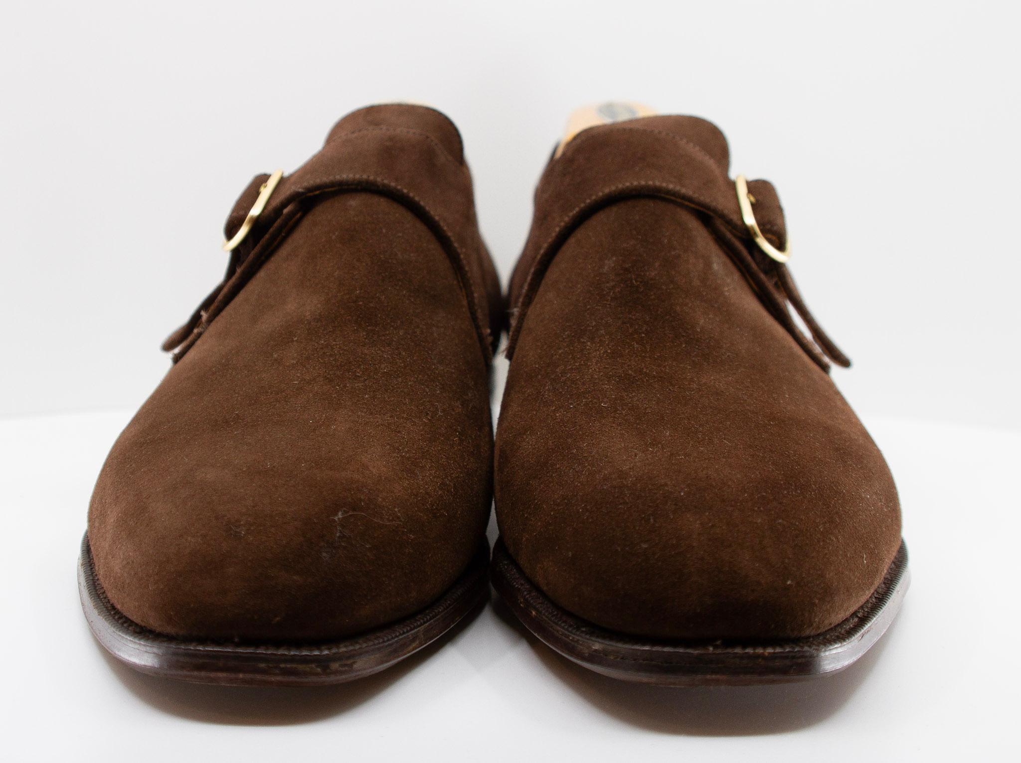 CHURCH'S, soft suede leather monk strap brown, Estate of André Leon Talley. Church's wood shoe stretchers included.

Size 13

Provenance: Estate of André Leon Talley