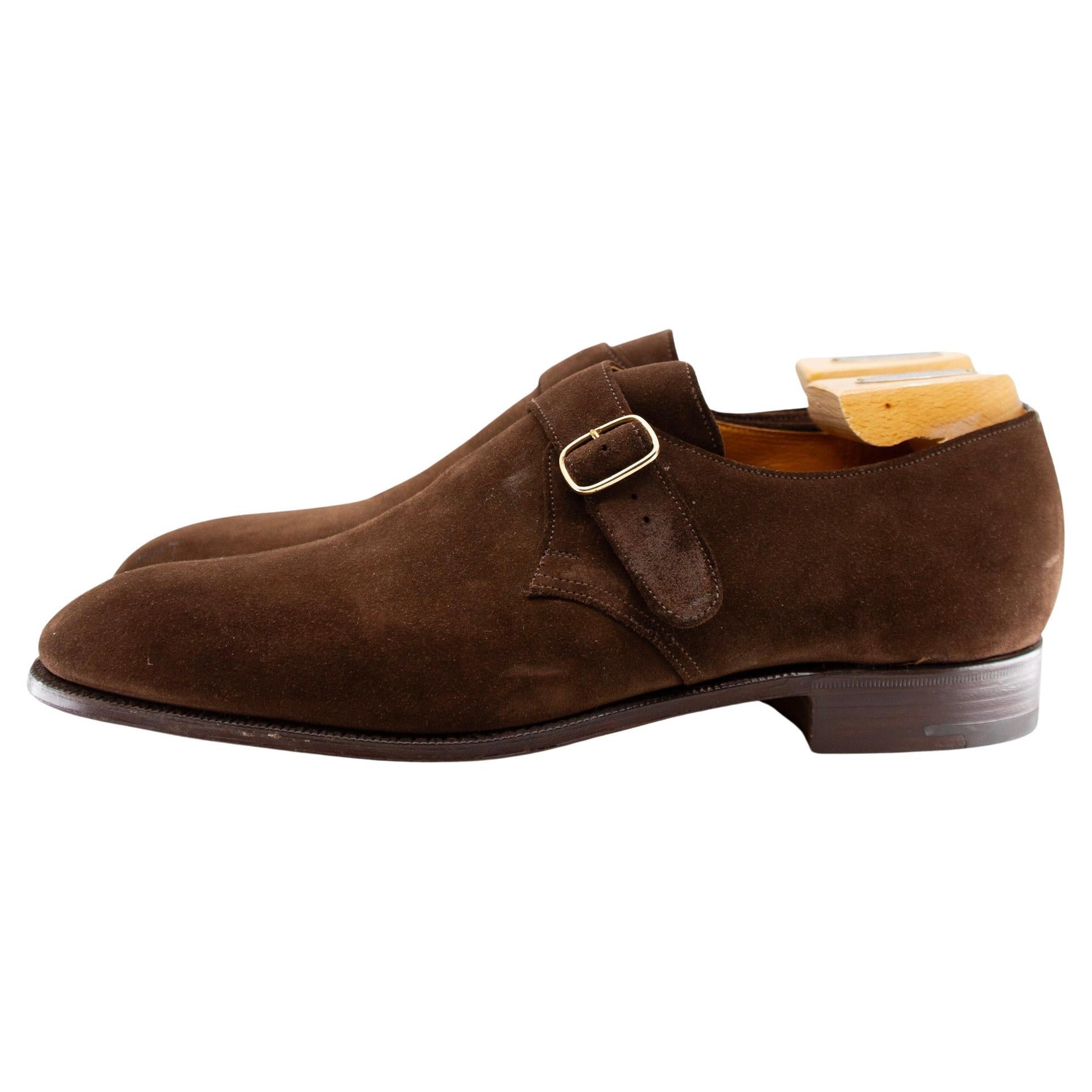 CHURCH'S, Soft Suede Leather Monk Strap Brown