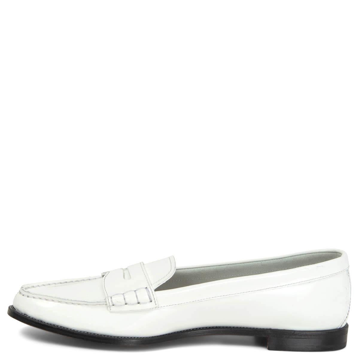 Gray CHURCH'S white glazed leather KARA Loafers Flats Shoes 39.5 For Sale