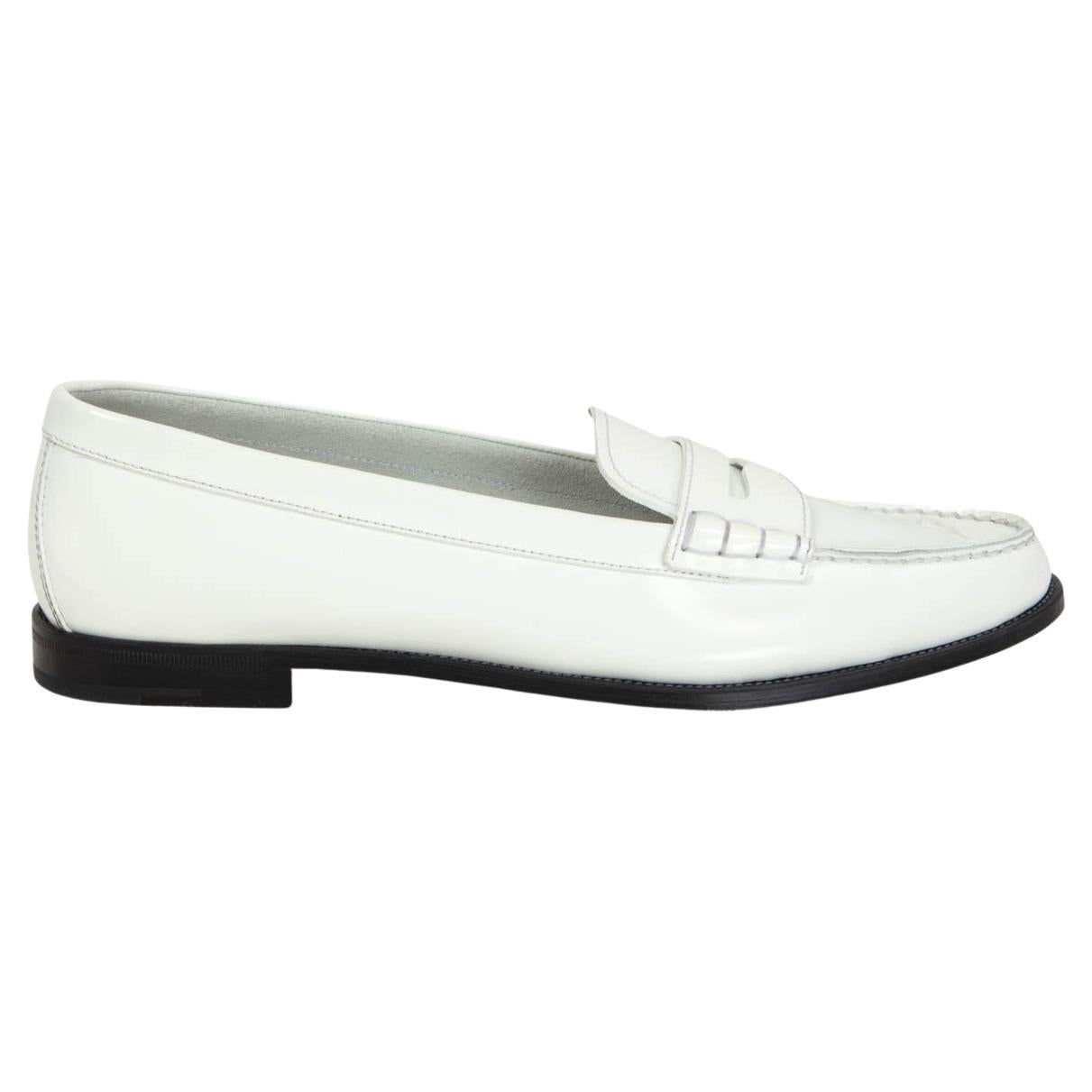 CHURCH'S white glazed leather KARA Loafers Flats Shoes 39.5 For Sale