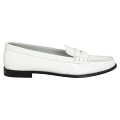CHURCH'S white glazed leather KARA Loafers Flats Shoes 39.5