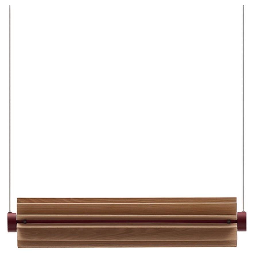 Lampada a sospensione Churros Model 2 in legno verniciato, metallo e pelle vegetale di KIMU