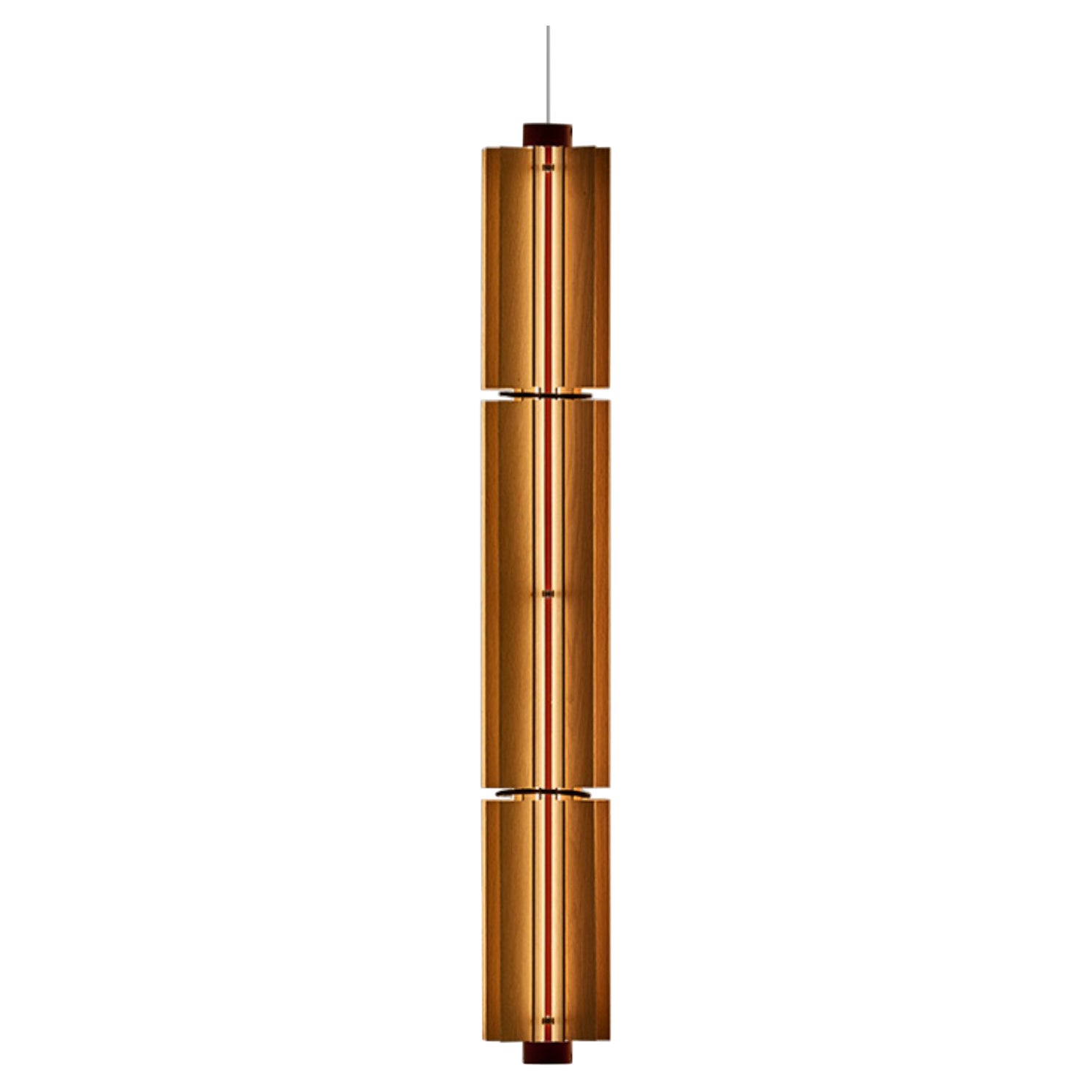 Churros Model 3 Pendant Light in Painted Wood, Metal & Vegetable Leather by KIMU
