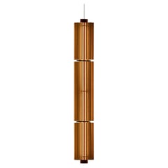Churros Model 3 Pendant Light in Painted Wood, Metal & Vegetable Leather by KIMU