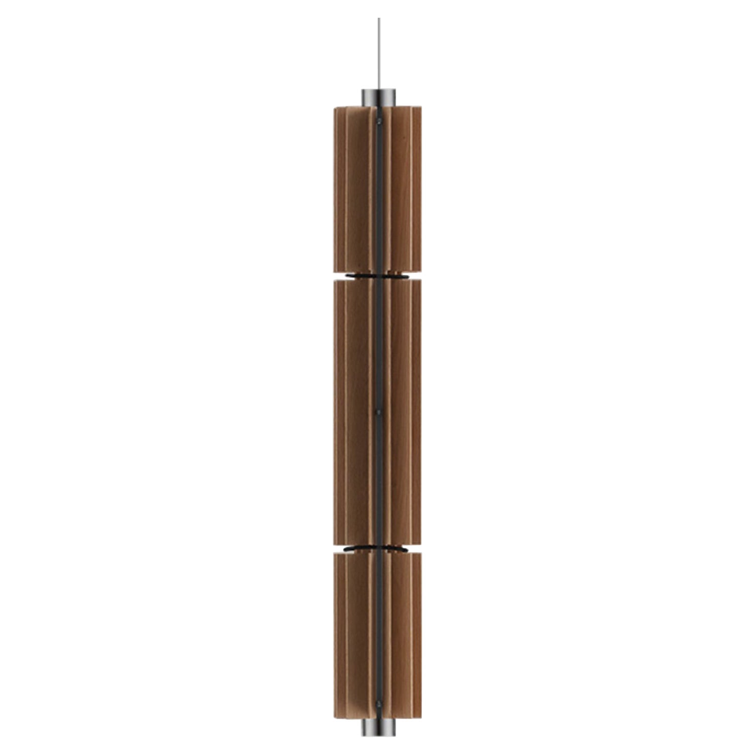 Churros Model 3 Pendant Light in Painted Wood, Metal & Vegetable Leather by KIMU