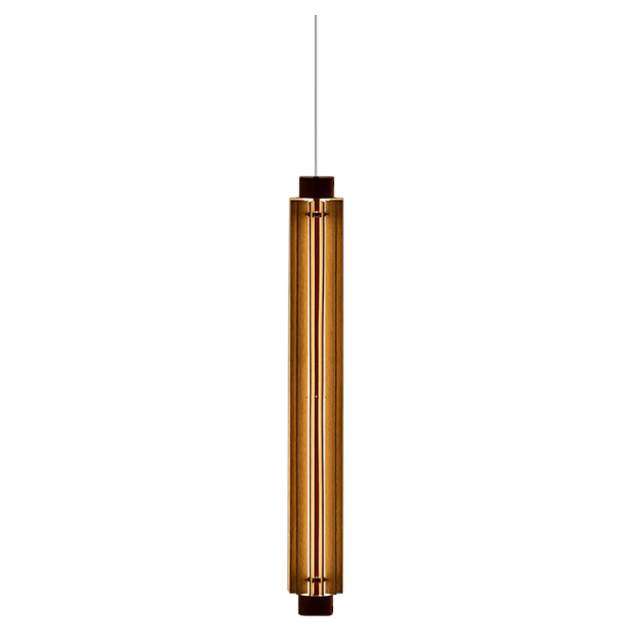 Churros Model 4 Pendant Light in Painted Wood, Metal & Vegetable Leather by KIMU