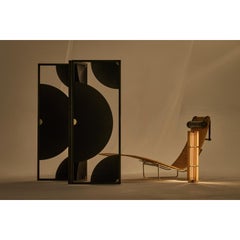 Churros Tall Floor Lamp in Painted Wood, Metal & Vegetable Leather by KIMU