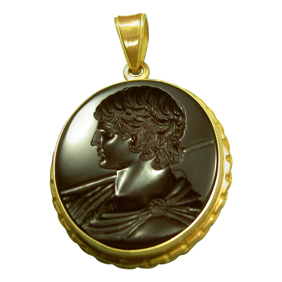 Chushev Antinous Intaglio Gold Pendant