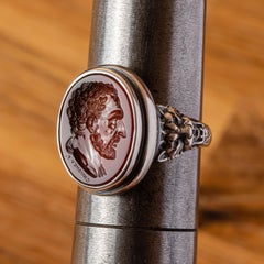 Chushev Demosthenes Carnelian Intaglio Sterling Silver Signet Ring