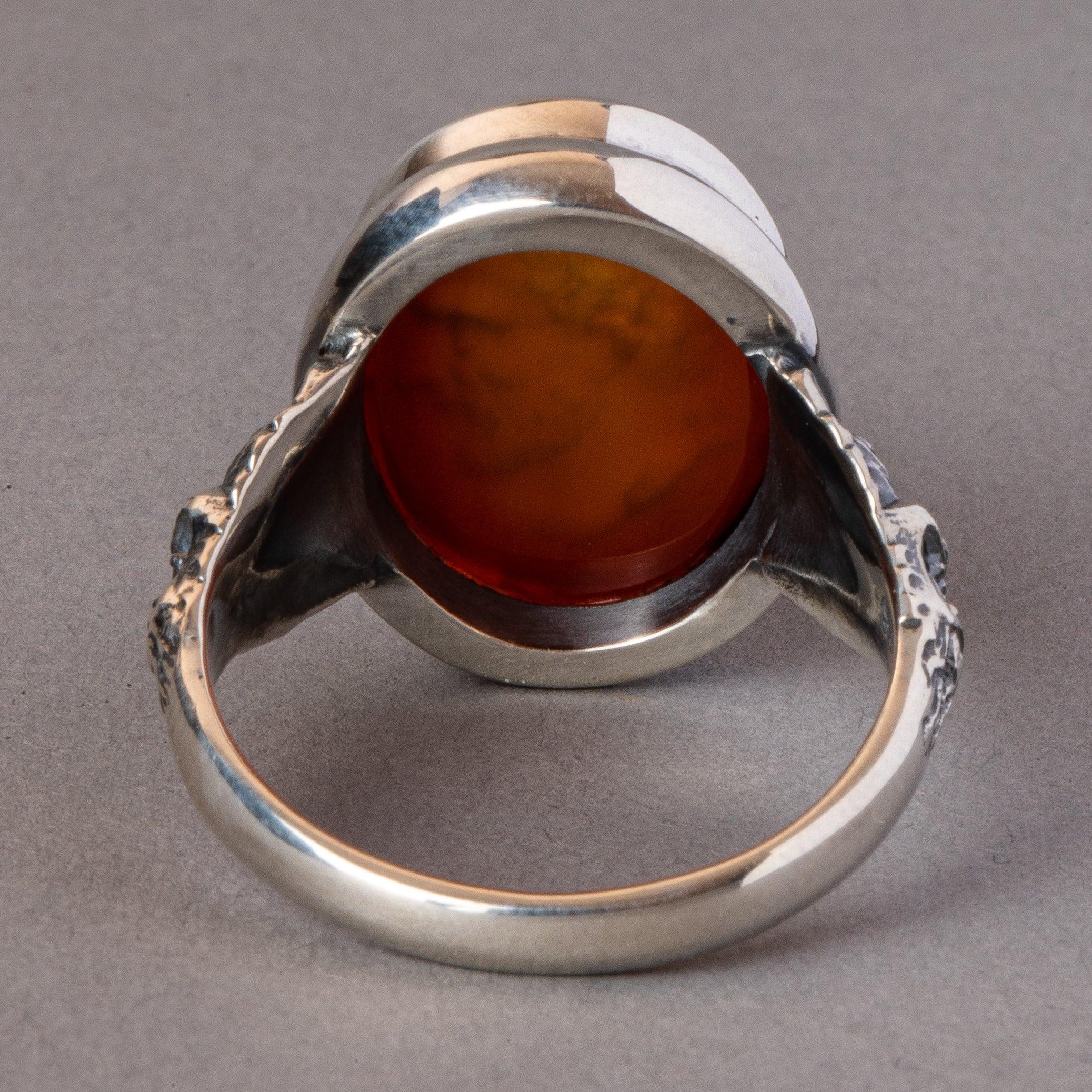 For Sale:  Chushev Demosthenes Carnelian Intaglio Sterling Silver Signet Ring 8