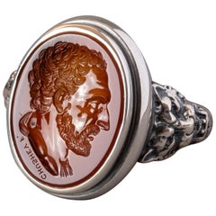 Chushev Demosthenes Carnelian Intaglio Sterling Silver Signet Ring