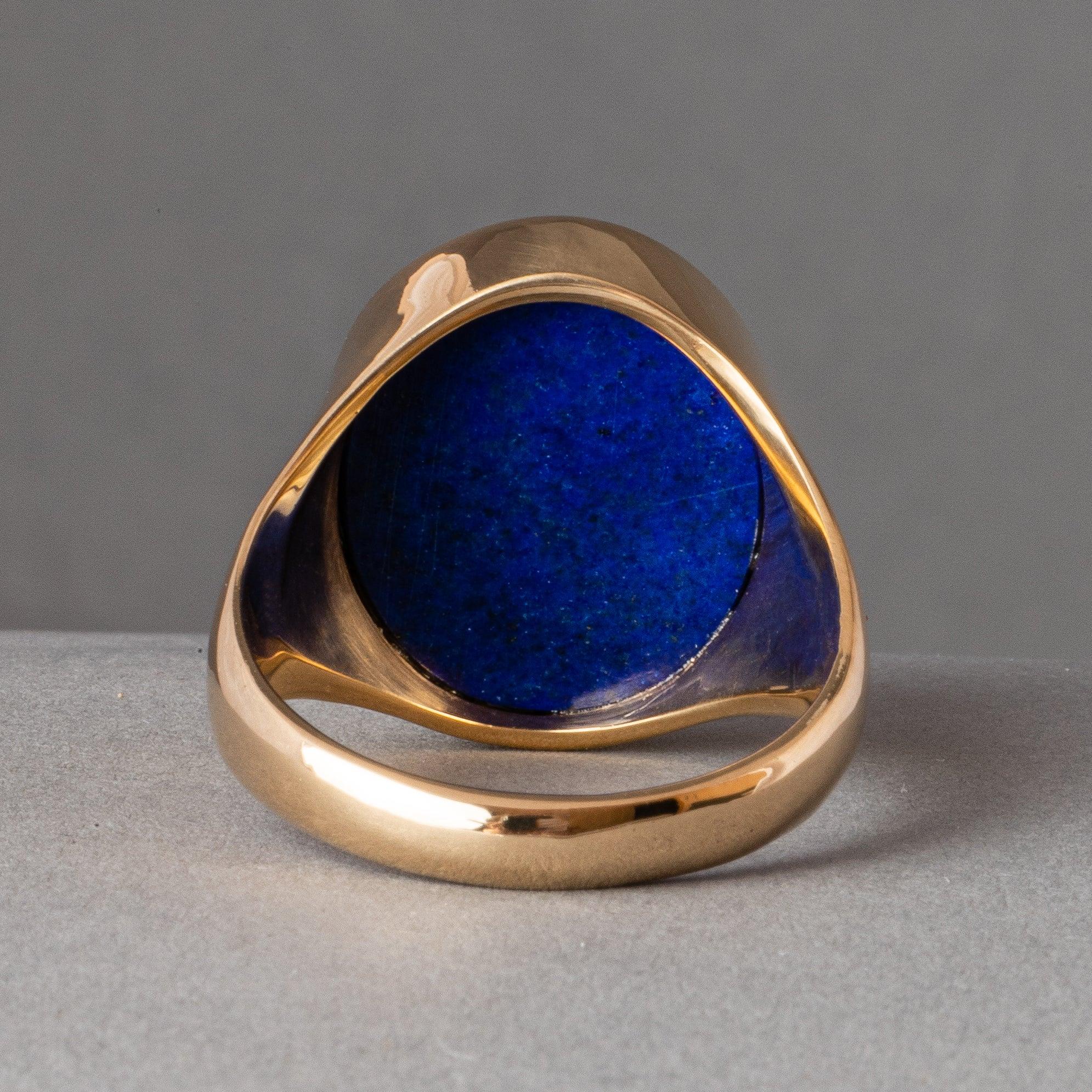 For Sale:  Chushev Demosthenes Lapis Lazuli Intaglio Gold Signet Ring 5