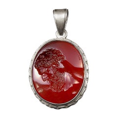 Chushev Farnese Hercules Glass Intaglio Sterling Silver Pendant