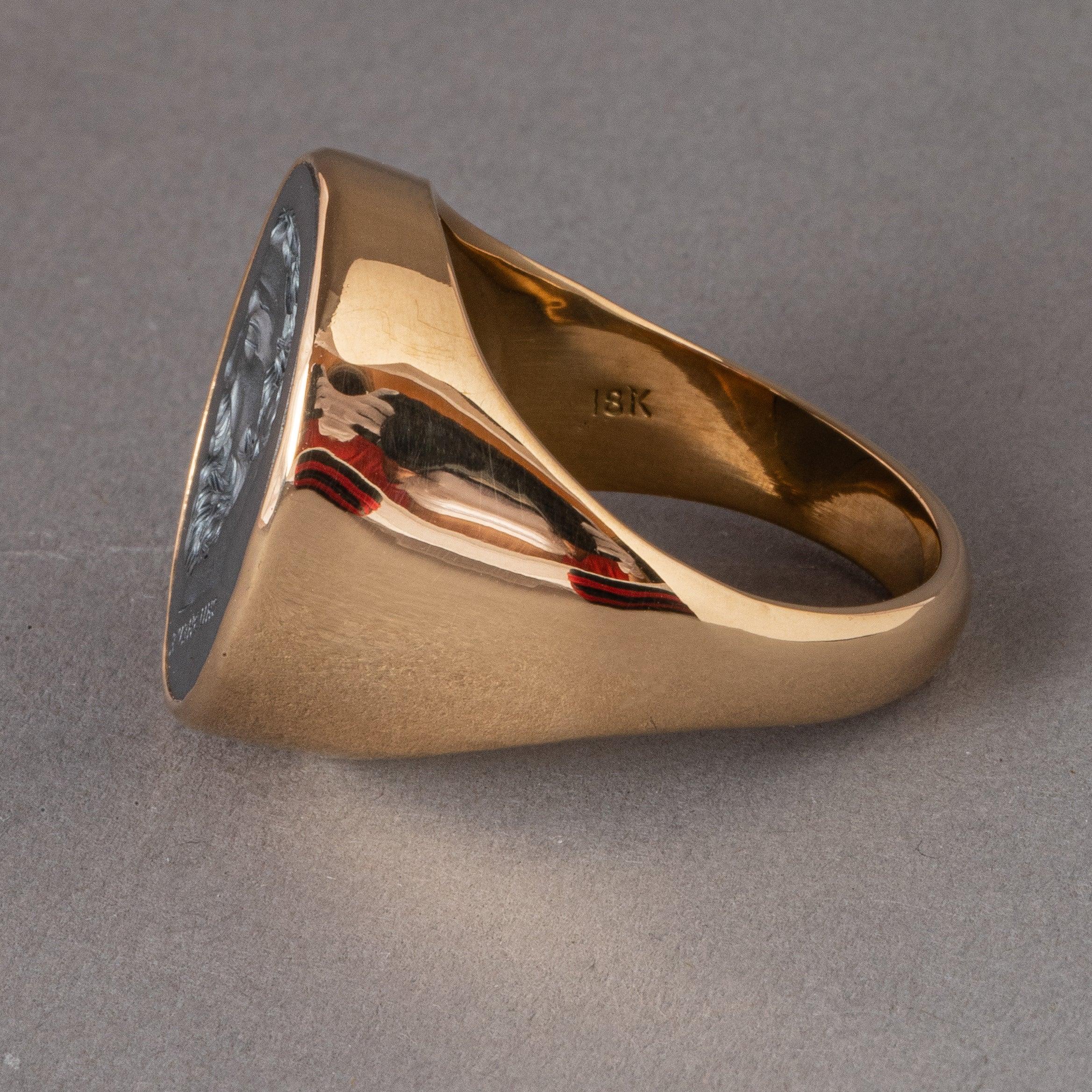 For Sale:  Chushev Solon Hematite Intaglio Gold Signet Ring 2