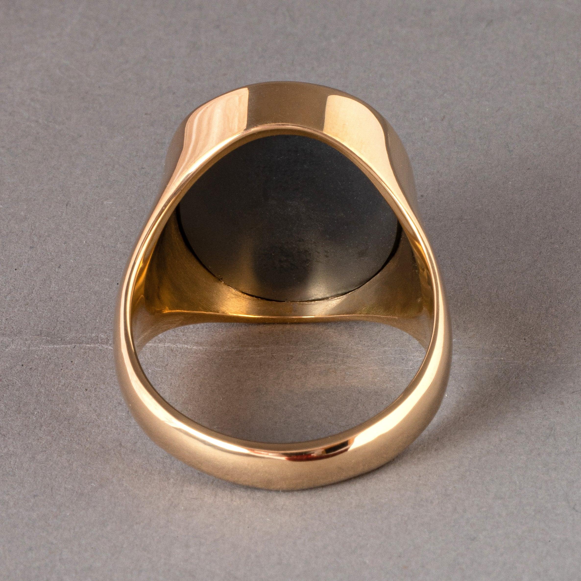 For Sale:  Chushev Solon Hematite Intaglio Gold Signet Ring 3