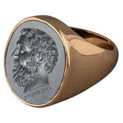 Chushev Solon Hematite Intaglio Gold Signet Ring