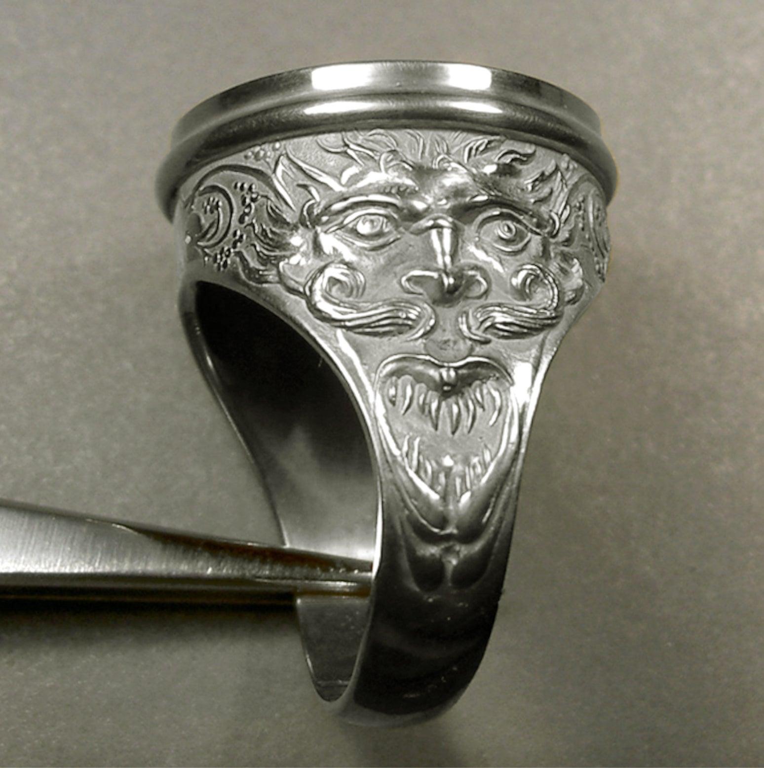 For Sale:  Chushev Sphinx Carnelian Intaglio Sterling Silver Signet Ring 3