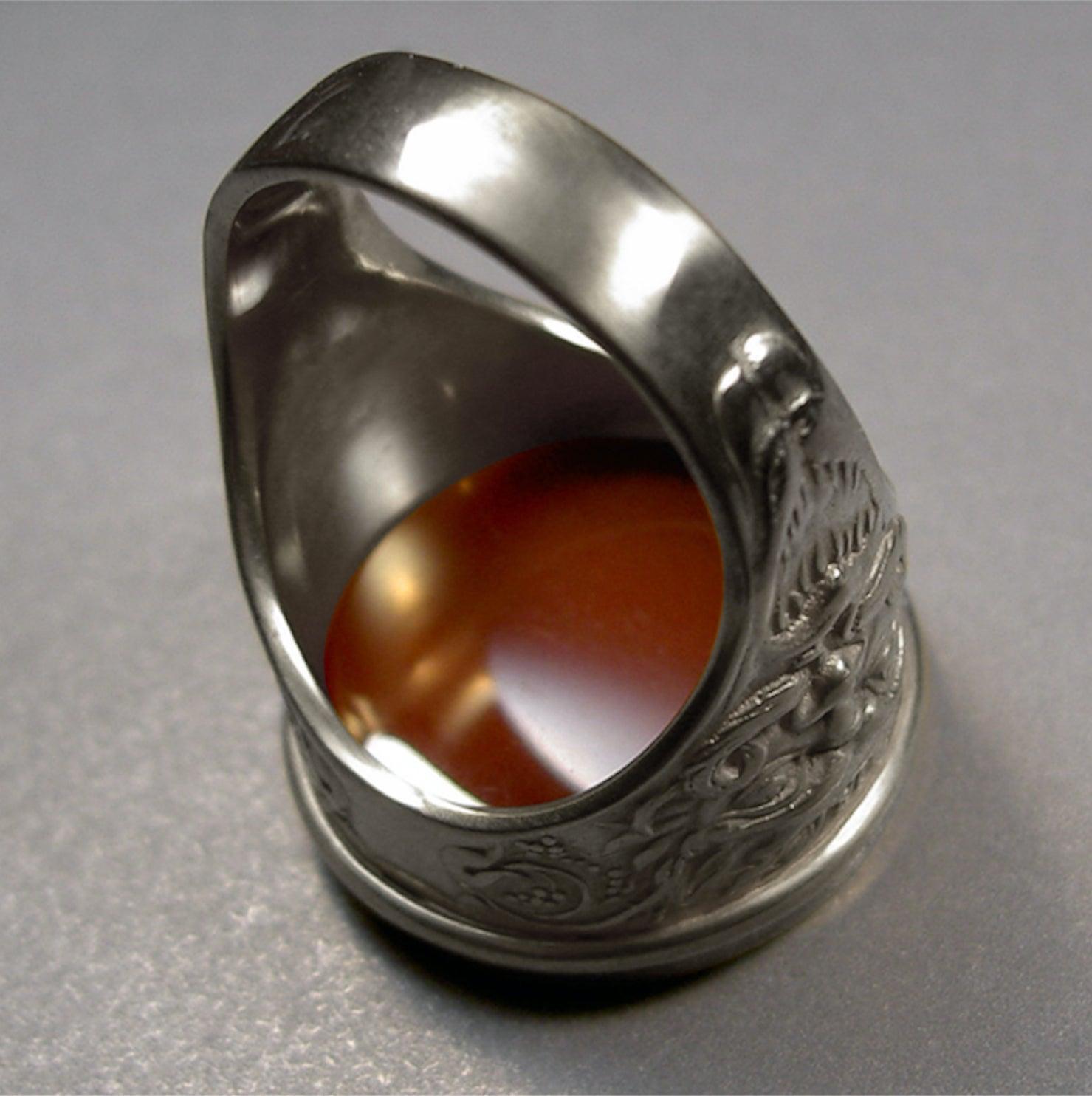 For Sale:  Chushev Sphinx Carnelian Intaglio Sterling Silver Signet Ring 4