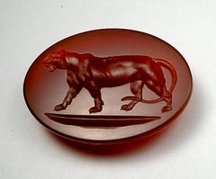 Chushev Tigress Carnelian Intaglio Sterling Silver Signet Ring