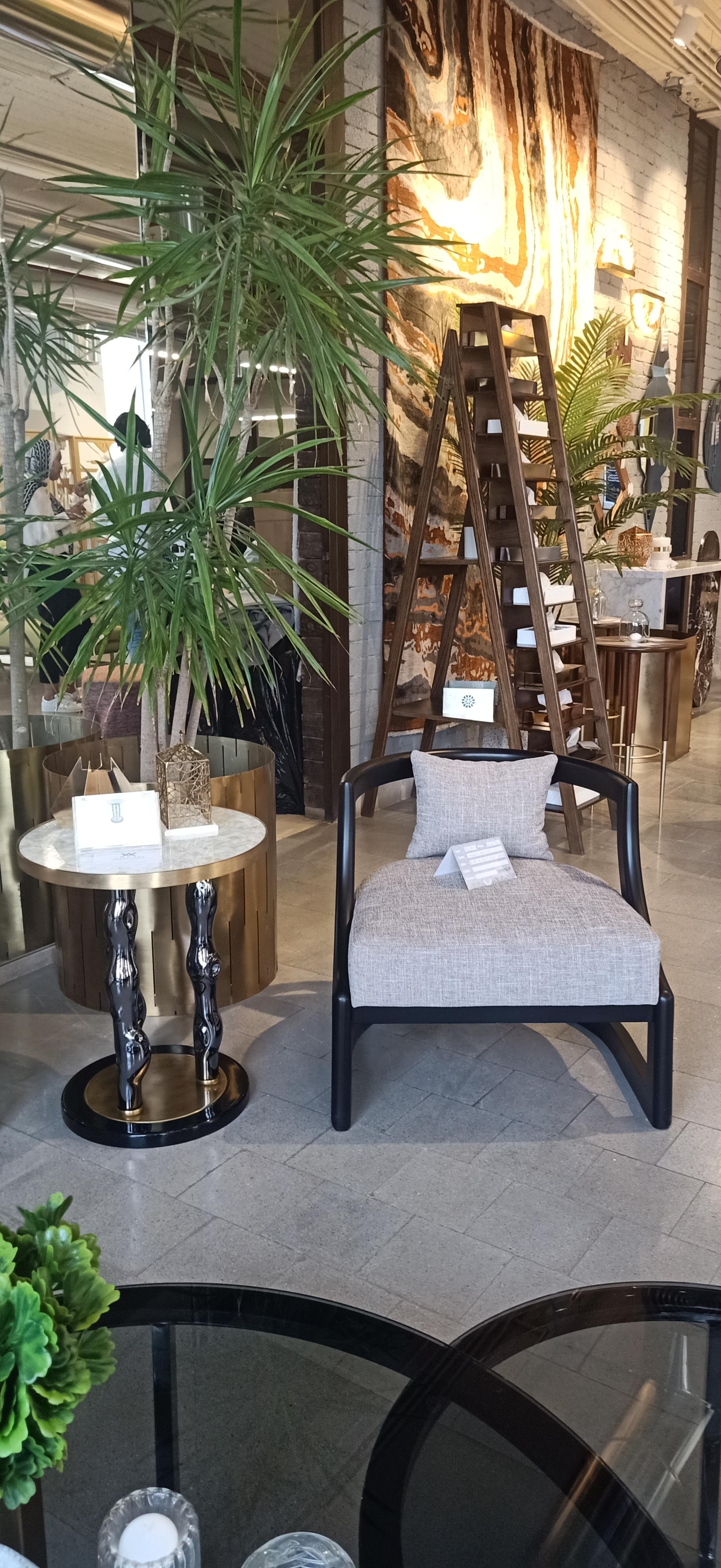 CHUTE-Brass, Glass based on marble top and artificial mother of Pearl Side Table For Sale 1
