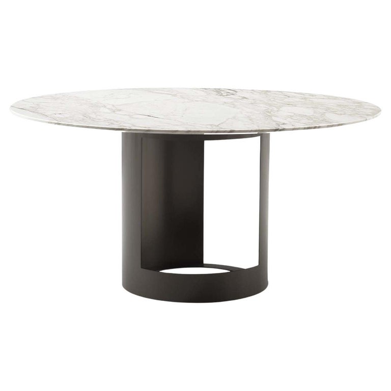 Ci Dining Table in Gold Calacatta Marble For Sale