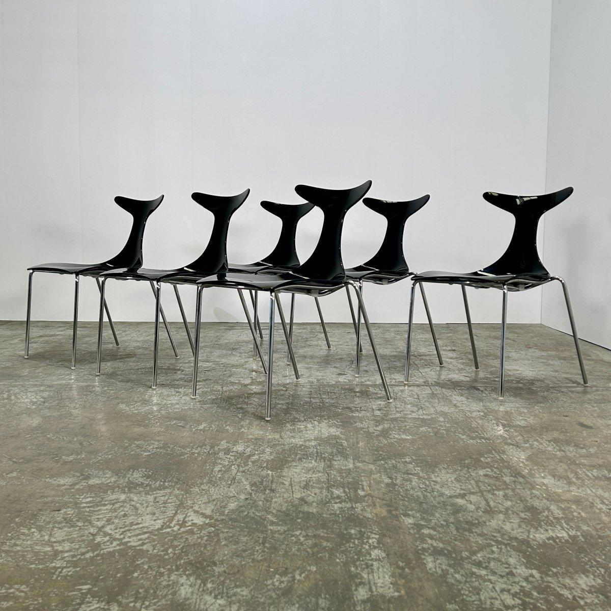 Chaises de salle à manger Ciacci Kreaty Delfy de Gino Carollo, ensemble de six pièces en vente 5