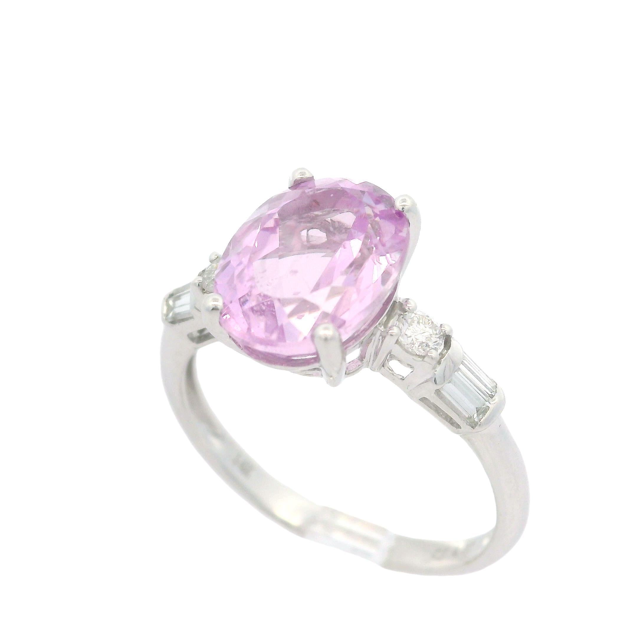 Oval Cut Ciari 14k White Gold 4.65ctw Powdery Pink Kunzite & Diamond Cocktail Ring