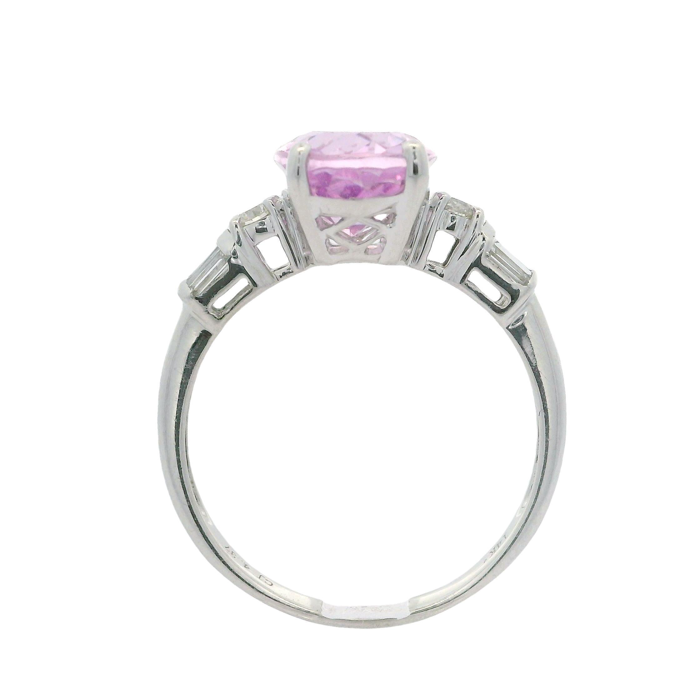 Ciari 14k White Gold 4.65ctw Powdery Pink Kunzite & Diamond Cocktail Ring In Good Condition In Montclair, NJ