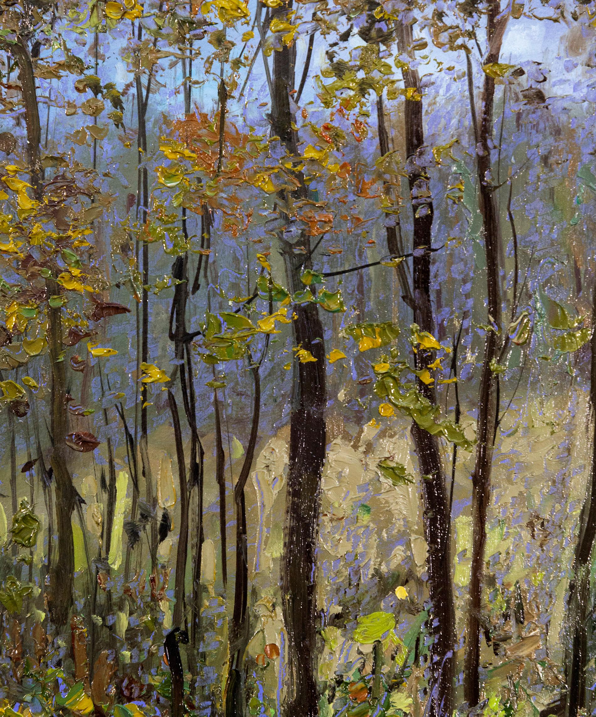Days End - contemporáneo, realismo, bosque, paisaje, óleo sobre tabla - Painting de Ciba Karisik