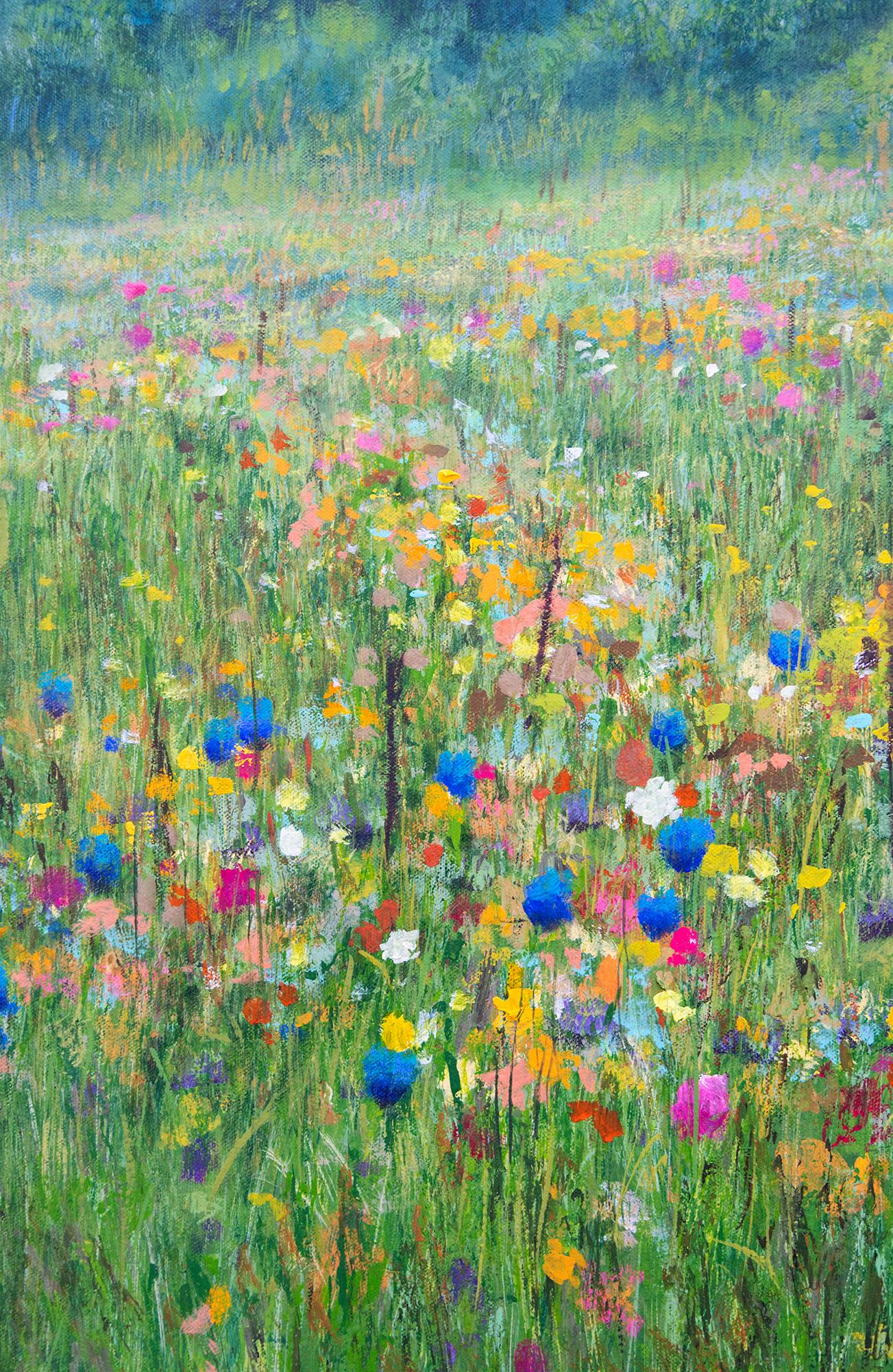 Edge of the Woods - zeitgenössisch, realistisch, floral, Landschaft, Öl auf Leinwand im Angebot 1