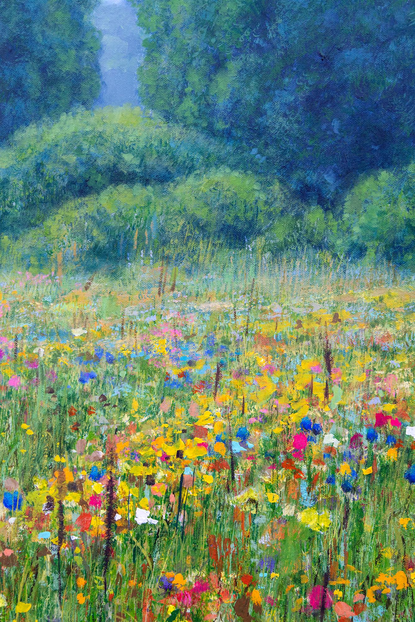 Edge of the Woods - zeitgenössisch, realistisch, floral, Landschaft, Öl auf Leinwand im Angebot 2
