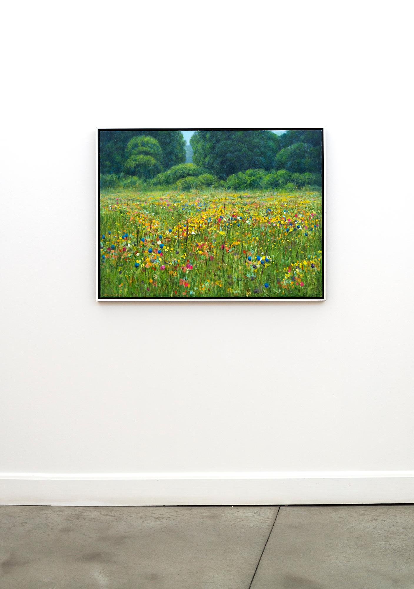 Edge of the Woods - zeitgenössisch, realistisch, floral, Landschaft, Öl auf Leinwand im Angebot 6