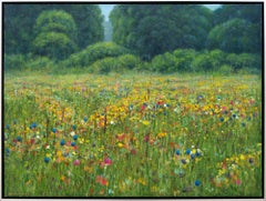 Edge of the Woods - contemporary, realist, floral, landscape, oil on canvas