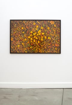 Fall Tapestry - contemporary, realist, leaves, landscape, oil on board