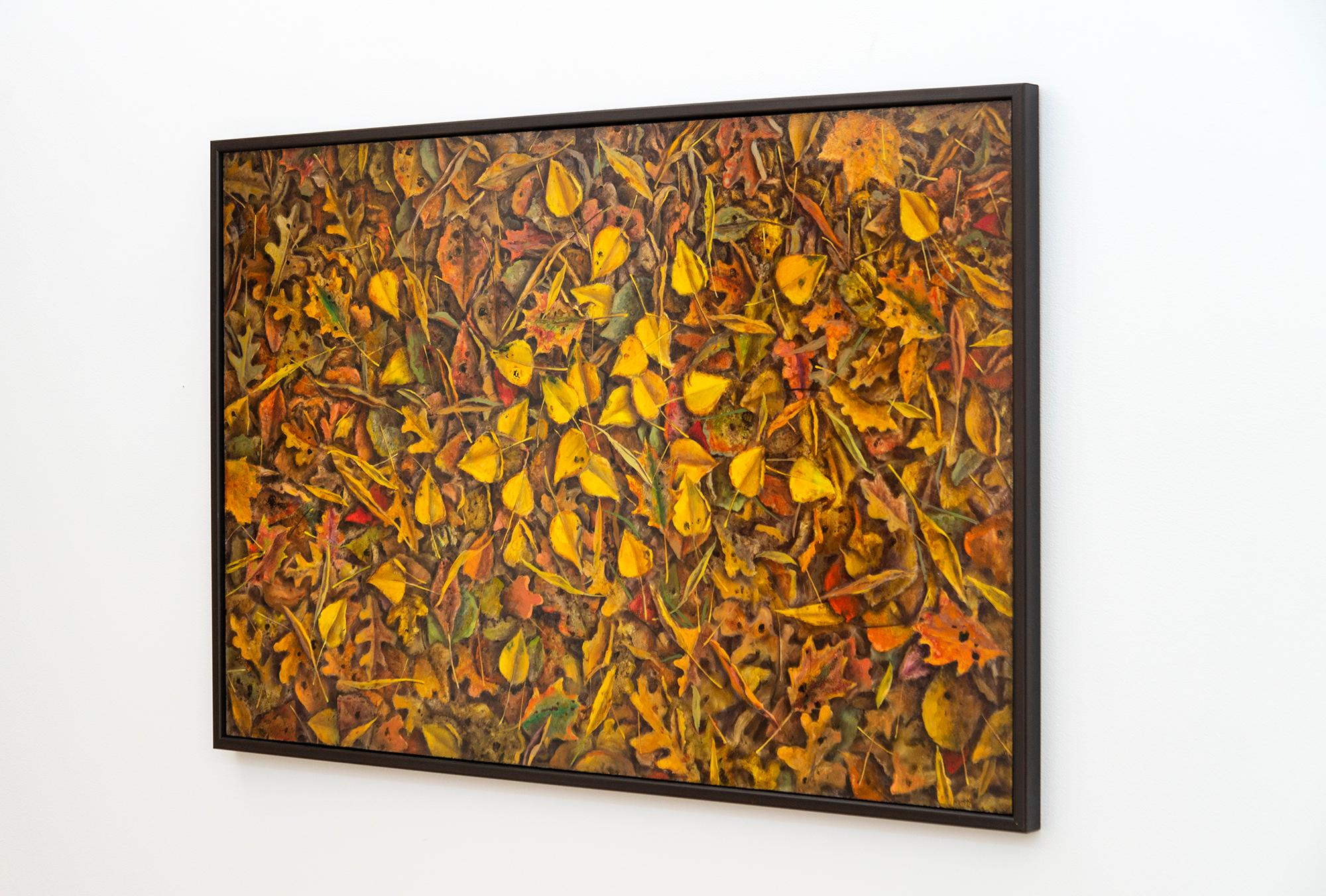 This oil landscape painting of fall leaves is by Ciba Karisik.

In stunning detail, the Canadian artist has captured the myriad of shapes and autumn colours one can find on a forest floor. Ciba Karisik’s realistic portrayals of the natural world