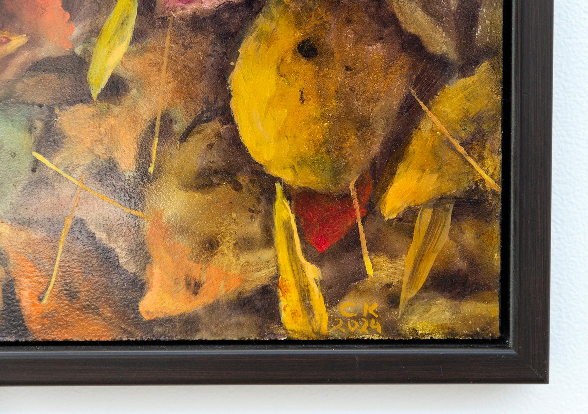 Fall Tapestry - contemporary, realist, leaves, landscape, oil on board For Sale 5