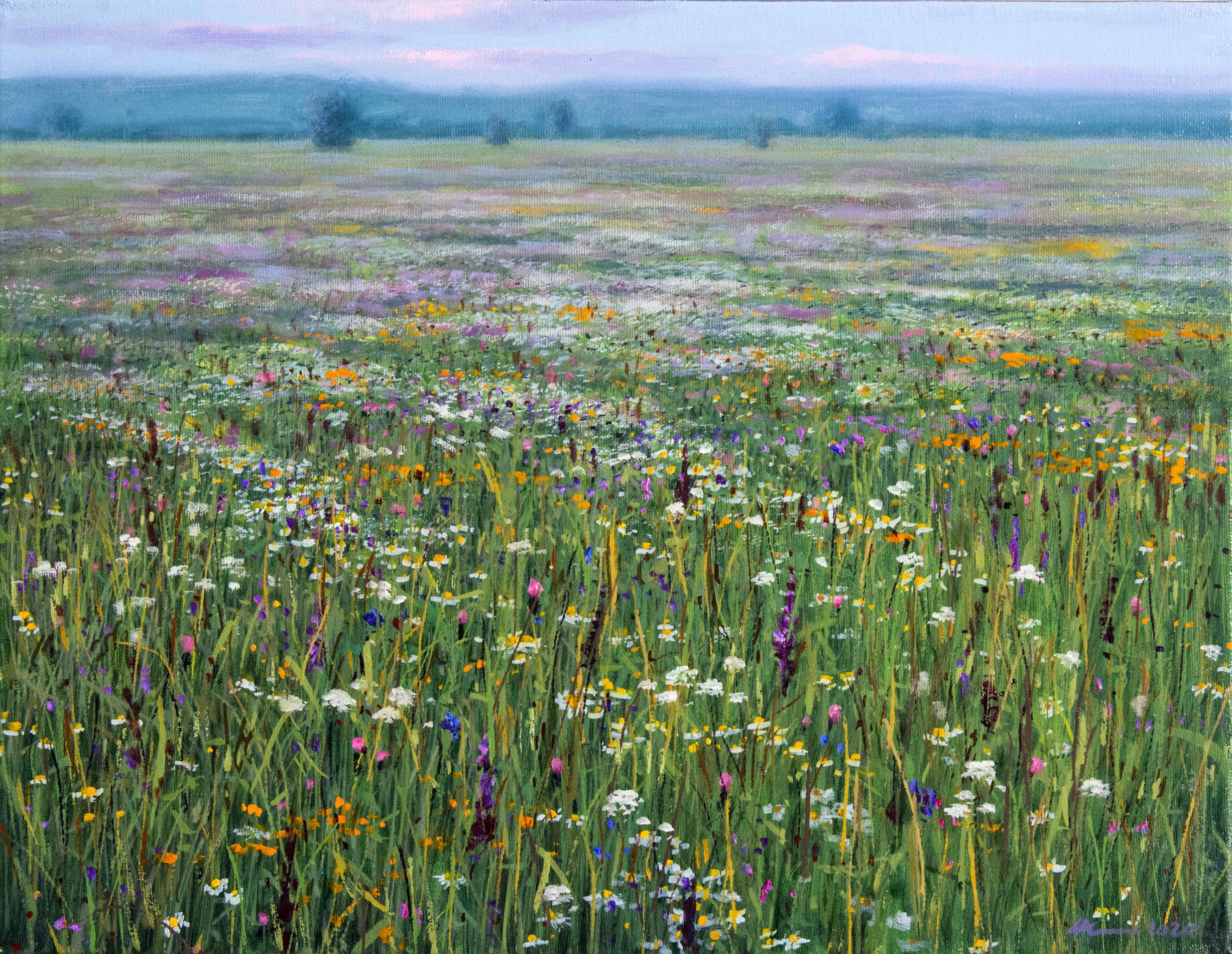 Landscape Painting de Ciba Karisik - Campo al atardecer