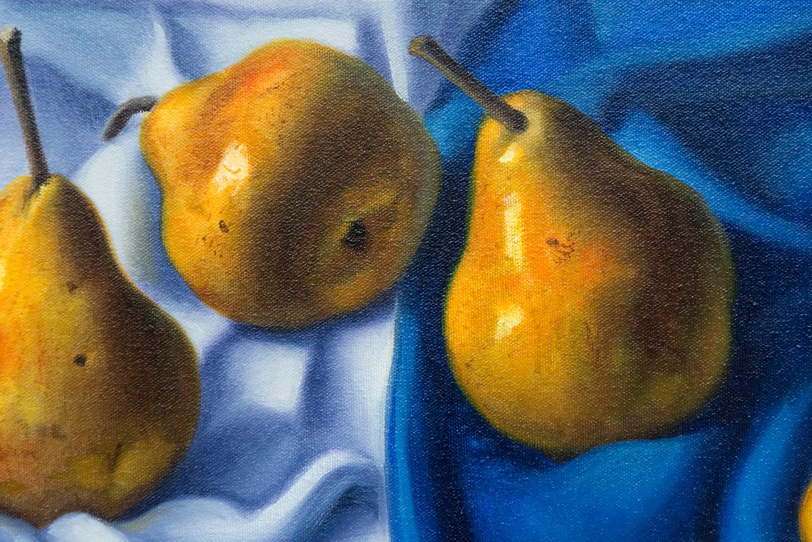 Birnen – lebendige Details, realistisch, Früchte, Lebensmittel, Stillleben, Öl auf Leinwand (Realismus), Painting, von Ciba Karisik