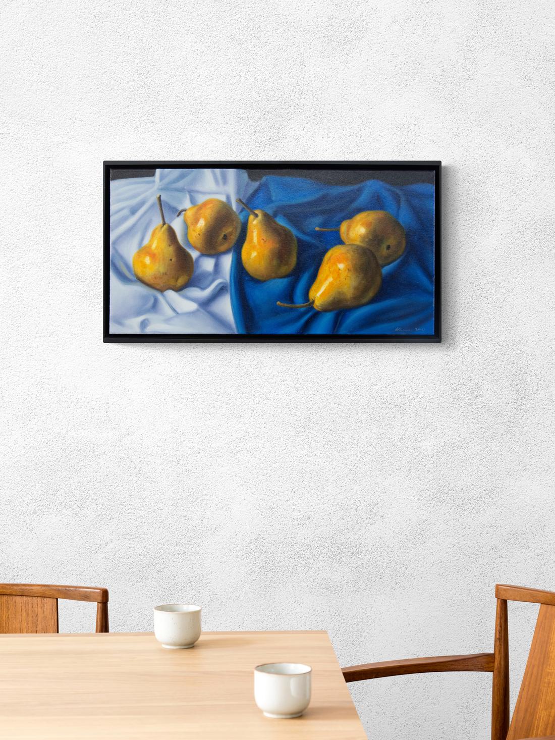 Pears - vivid detail, realist, fruit, food, still-life, oil on canvas For Sale 1