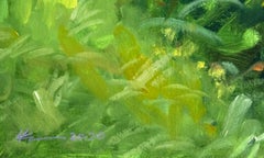 Perennials - colorful, vivid, detail, realist, floral, landscape, oil on canvas