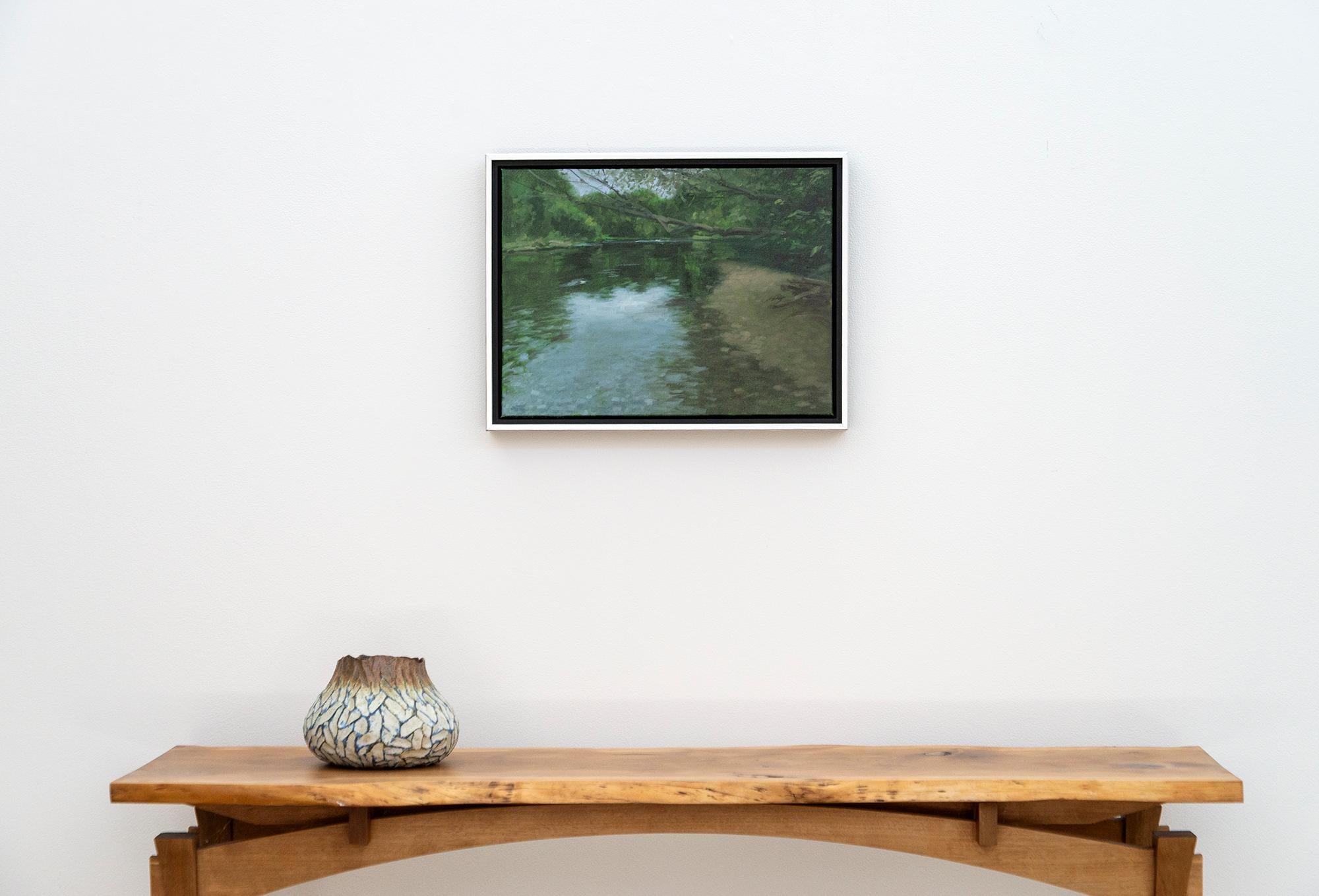 Reflecting Stillness - zeitgenössisch, realistisch, Wasserlandschaft, Acryl auf Leinwand im Angebot 4