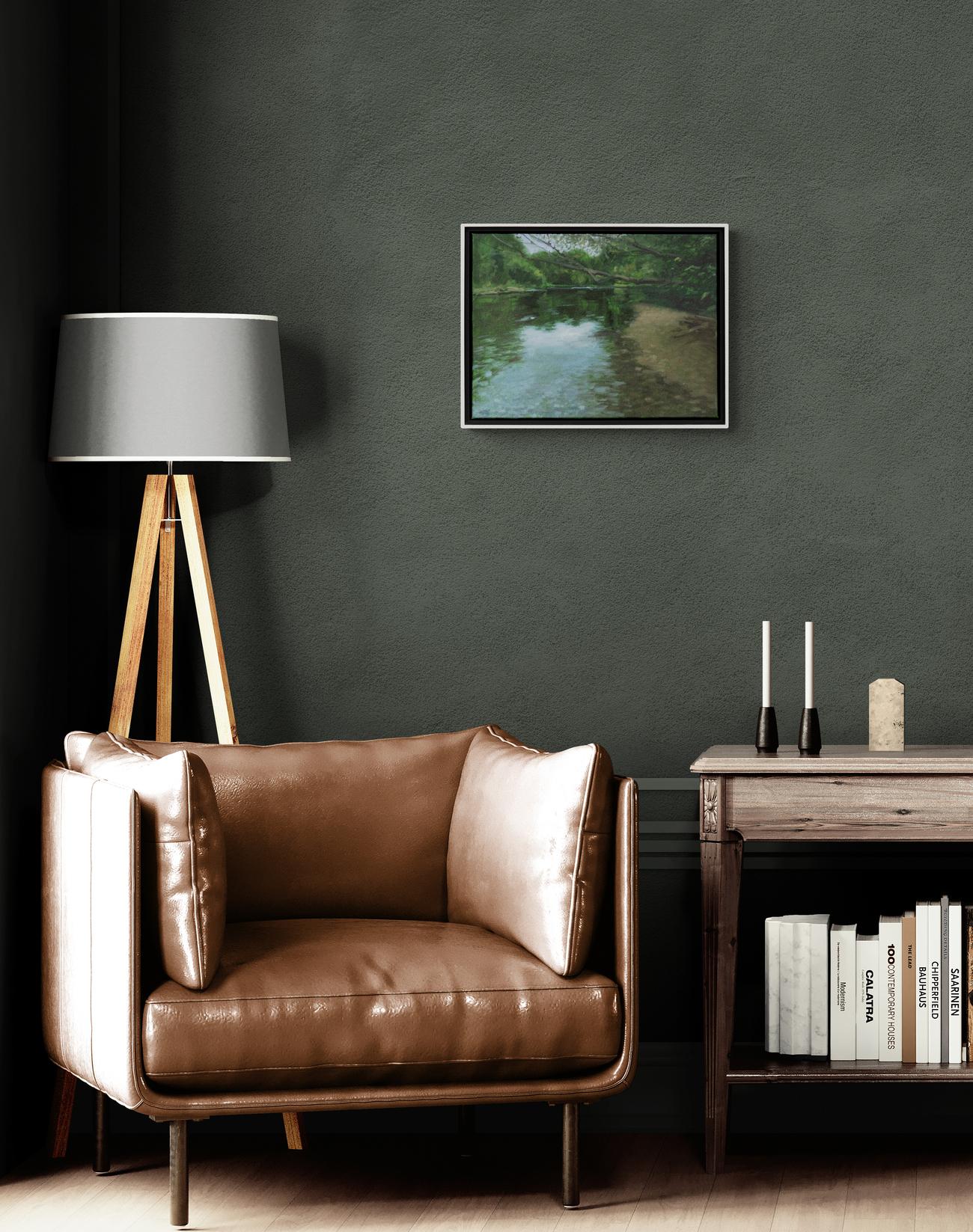 Reflecting Stillness - zeitgenössisch, realistisch, Wasserlandschaft, Acryl auf Leinwand im Angebot 5