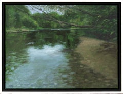Reflecting Stillness - contemporaneo, realista, paesaggio acquatico, acrilico su tela