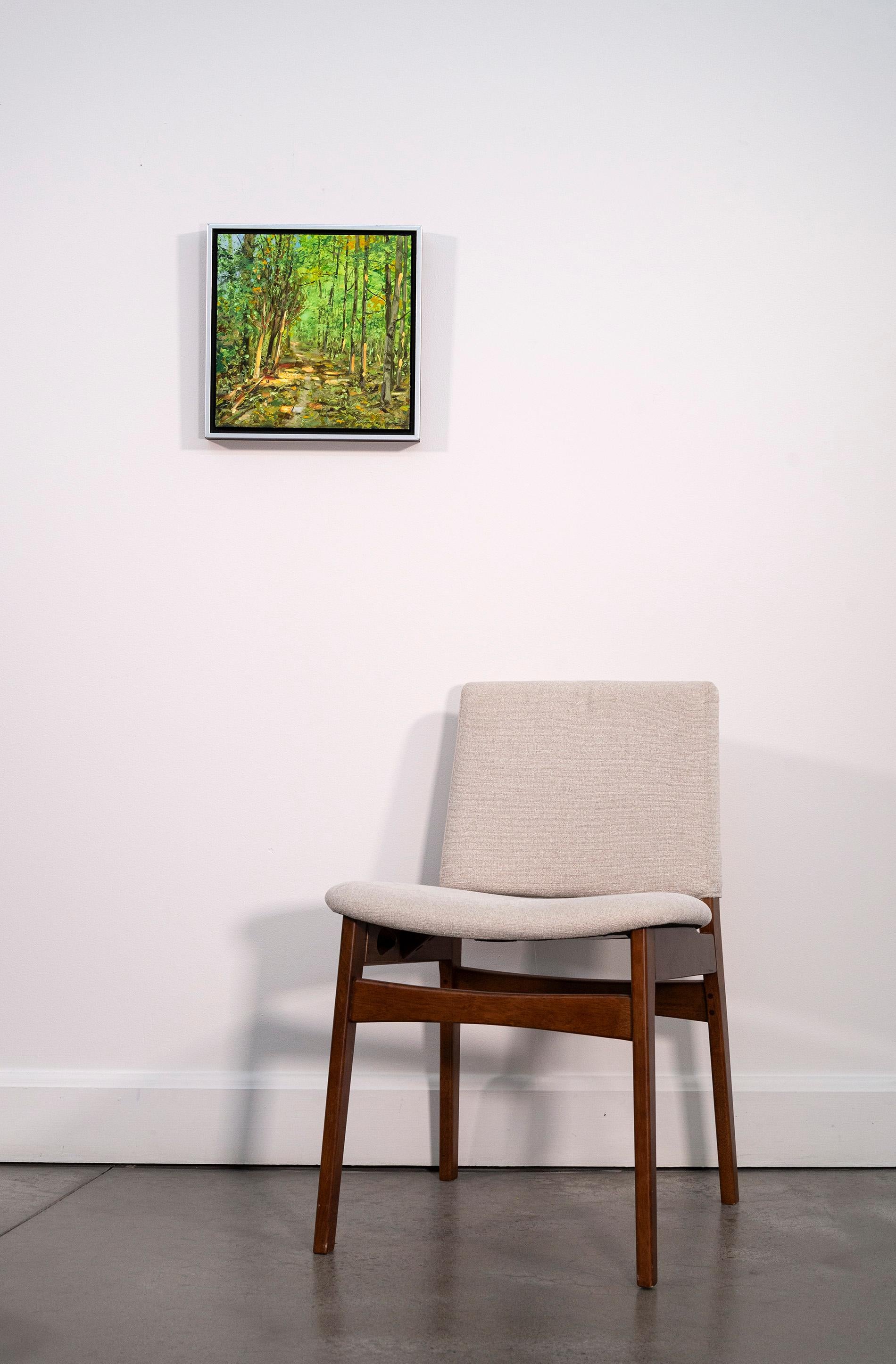 Road Less Taken - zeitgenössisch, Realismus, Baum, Landschaft, Öl auf Karton im Angebot 1