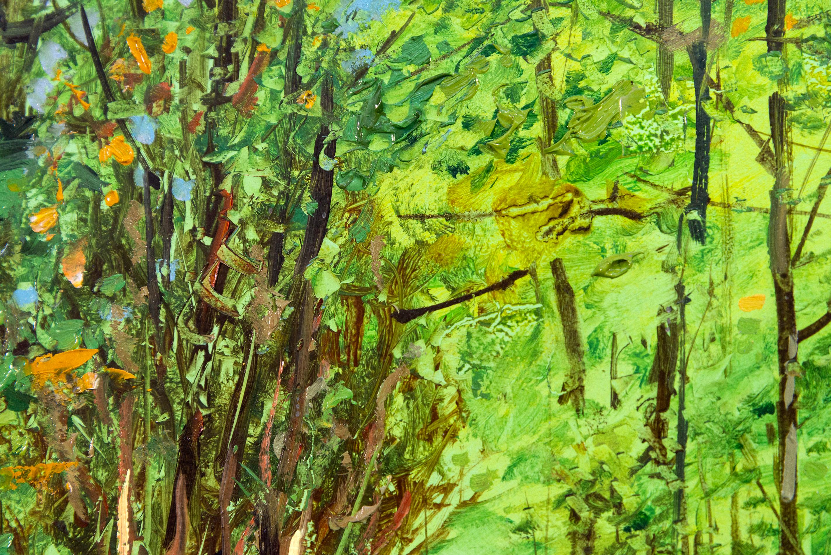 Road Less Taken - zeitgenössisch, Realismus, Baum, Landschaft, Öl auf Karton im Angebot 2