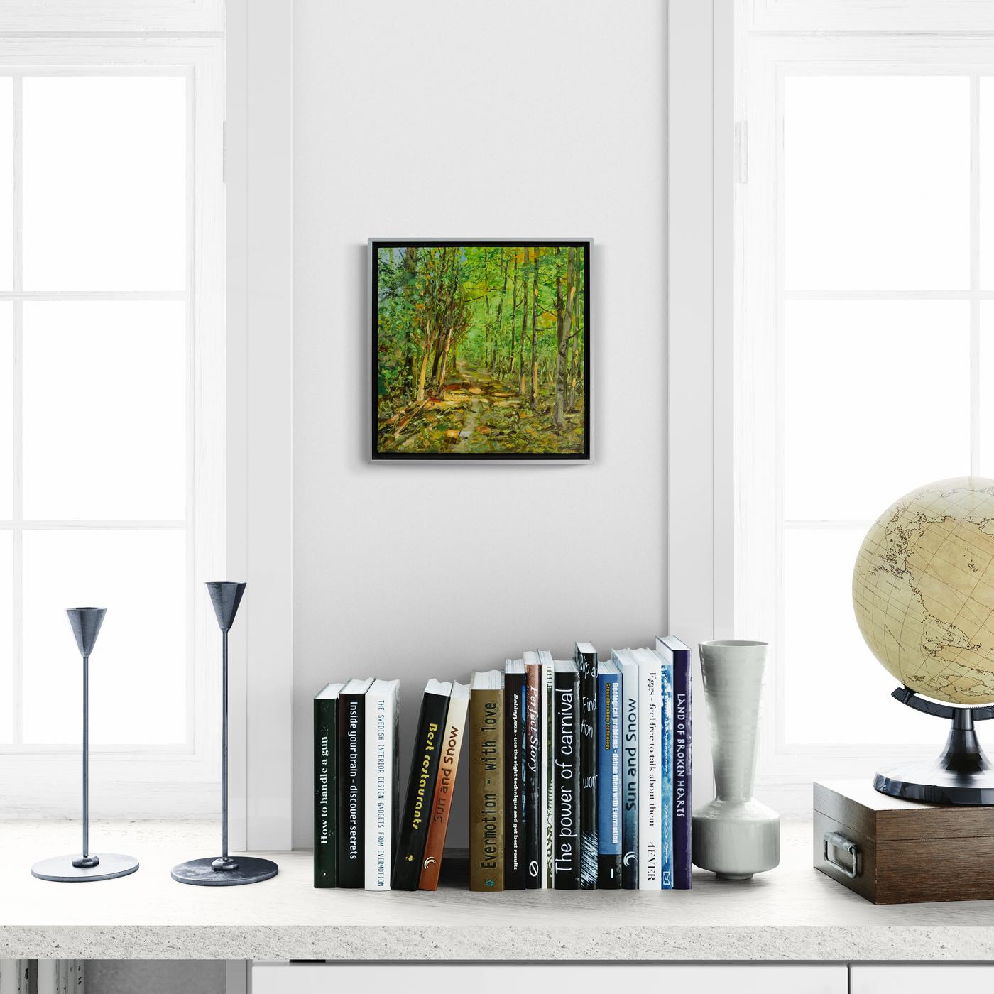 Road Less Taken - zeitgenössisch, Realismus, Baum, Landschaft, Öl auf Karton im Angebot 7